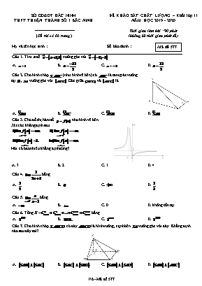 Đề khảo sát chất lượng môn Toán Lớp 11 - Mã đề 577 - Năm học 2019-2020 - Trường THPT Thuận Thành số 1
